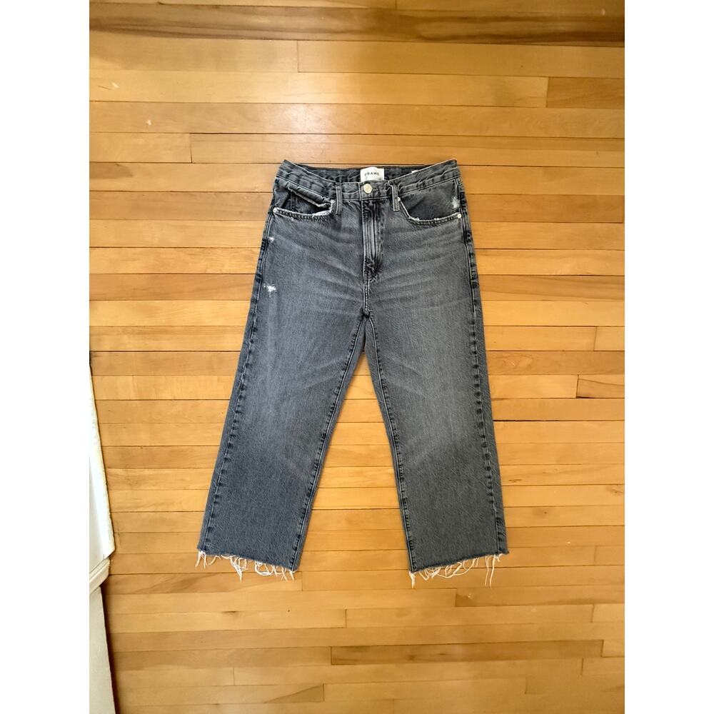 FRAME Le Jane Straight Wide Leg Jeans - Frayed Raw Hem - Size 27 - EUC